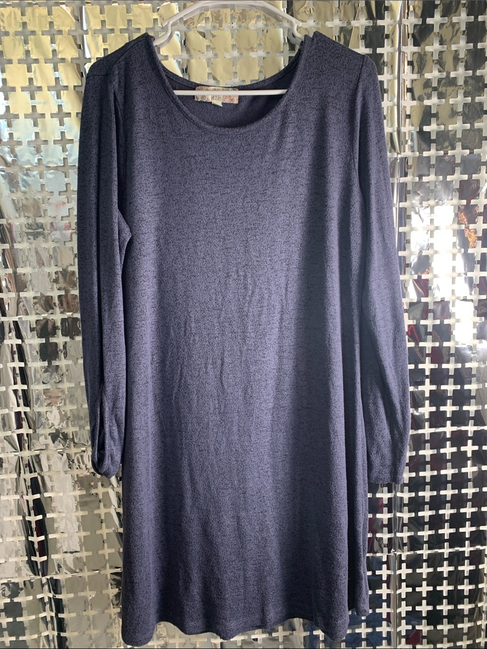 Pink Rose Navy Long Sleeve Scoop Neck Knit Dress